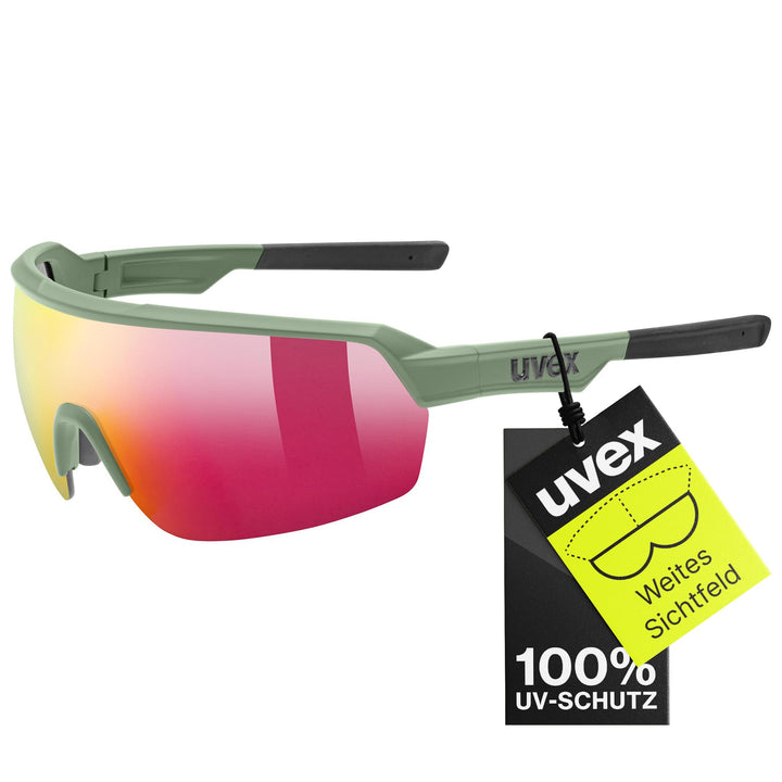 uvex Unisex Sportstyle 227 Sportbrille (1er Pack) Einheitsgrösse olive mat/mirror red, Einheitsgröss