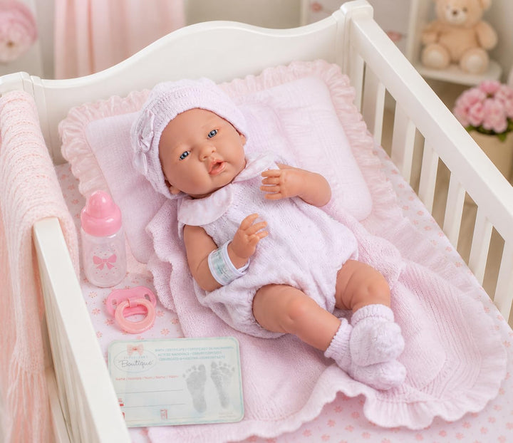 jc toys Berenguer Realistische Babypuppe Strickkleid und Decke; ca. 38,1 cm (15 Zoll) Rosa, Rosa
