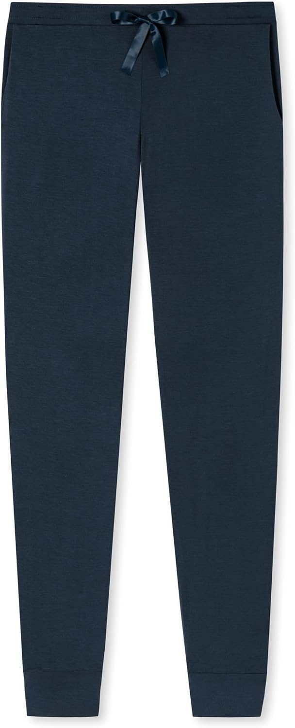 Schiesser Damen Schlafhose lang mit Bündchen Modal - Mix + Relax 34 Blau_175481, 34 Blau_175481
