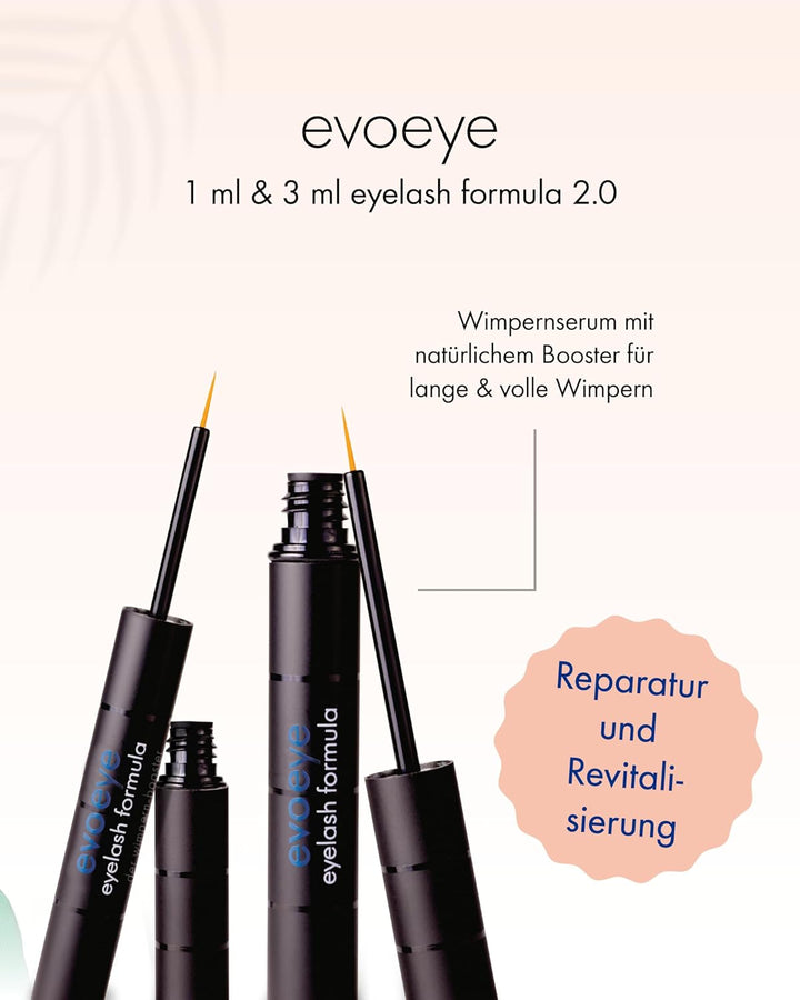 EVOBEAUTÉ Vorteils-Set evoeye Eyelash Formula 2.0-3ml + 1ml I Wimpernserum mit natürlichem Booster f