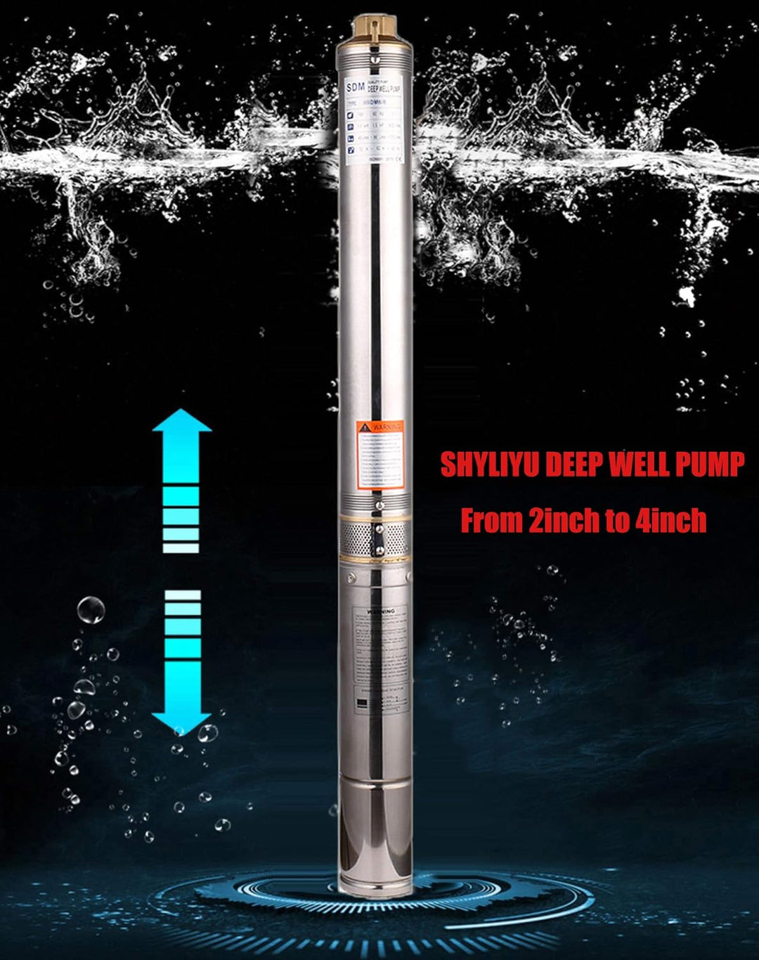 SHYLIYU Tiefbrunnenpumpe 4 zoll Grosser Durchfluss 11800l/min hauswasserpumpe Tauchpumpe Brunnenpump