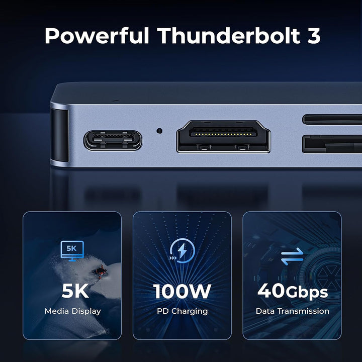 GIISSMO MacBook Adapter, USB C Hub mit Thunderbolt 3, 4K HDMI, 3 USB-A Ports, SD/TF Kartenleser, Zub