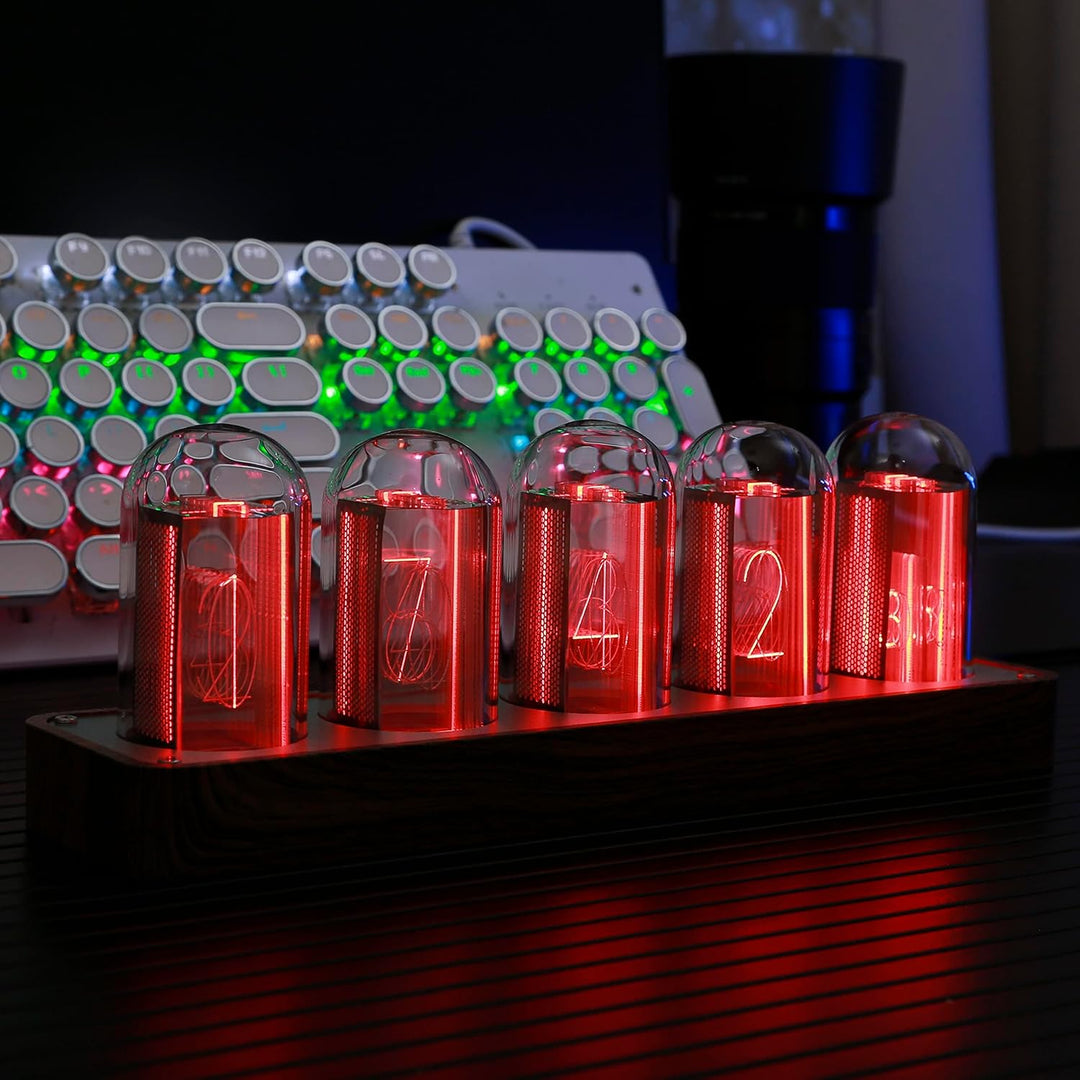 ClocTeck Nixie Röhrenuhr mit WLAN-Synchronisation, Alarm & Timer, 12/24H Display, keine Montage erfo