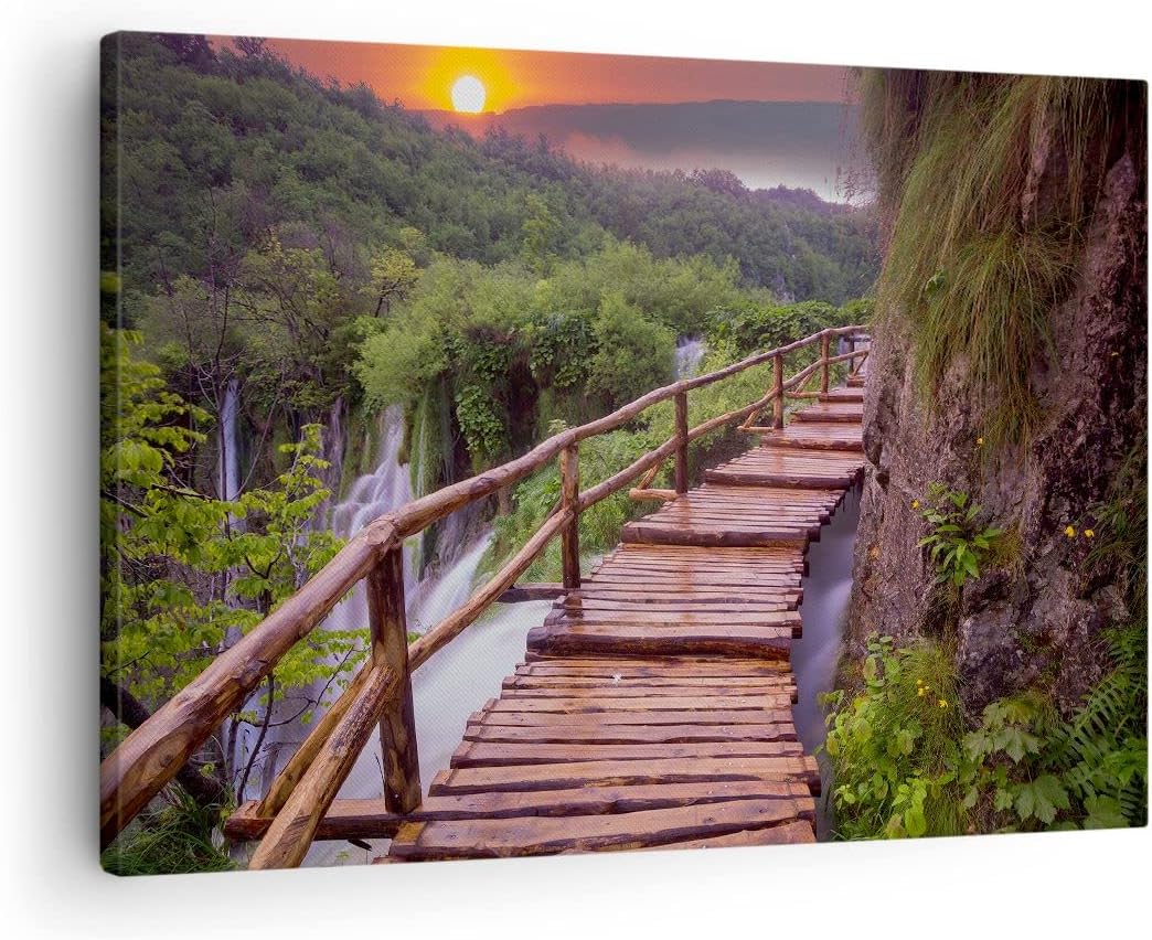 Bilder auf Leinwand Park Natur Wasser Leinwandbild mit Rahmen 70x50cm Wandbilder Dekoration Wohnzimm