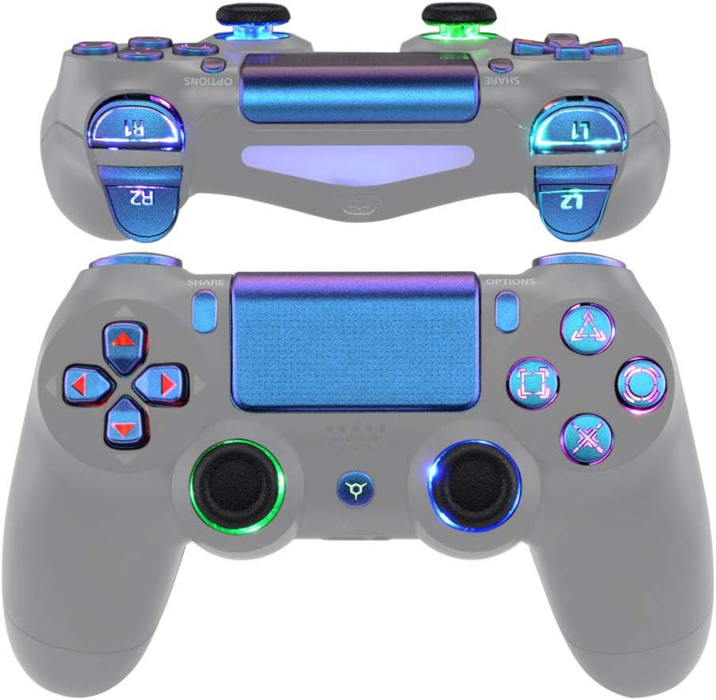 eXtremeRate Tasten für ps4 Knöpfe D-Pad Trigger Thumbsticks Buttons DTFS LED Kit kompatibel mit ps4