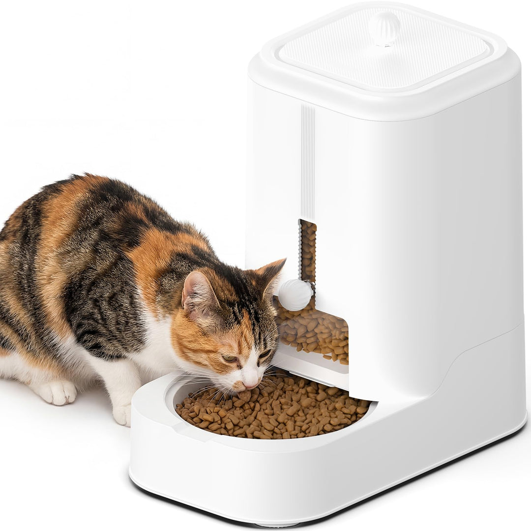JUNSPOW Automatischer Katzenfutterspender Hundenapf Spender Set, Einstellbare Futterspender & Halten