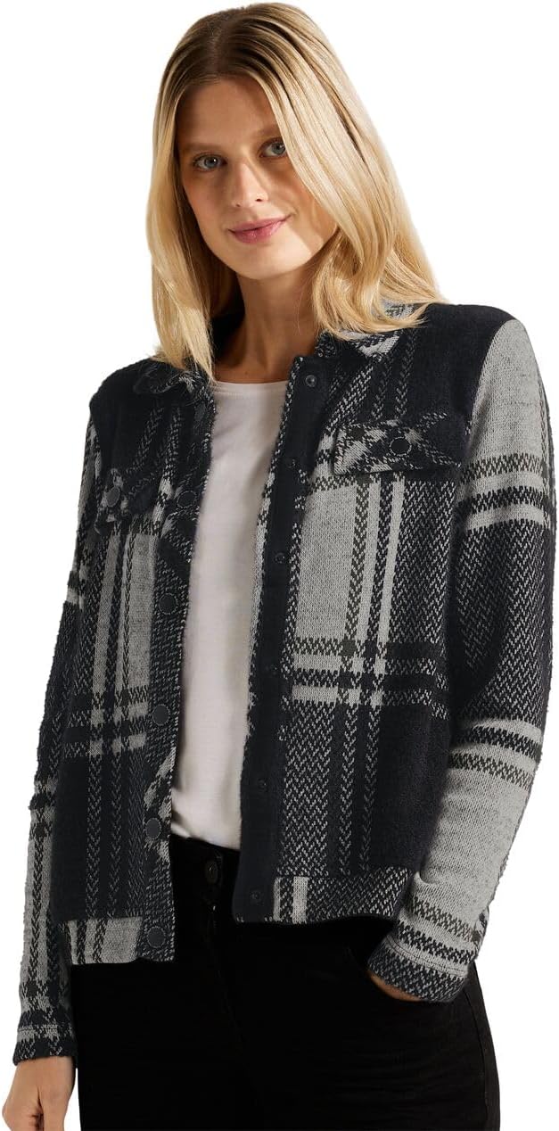 Cecil Damen Jacquard Jacke Kariert S Schwarz, S Schwarz