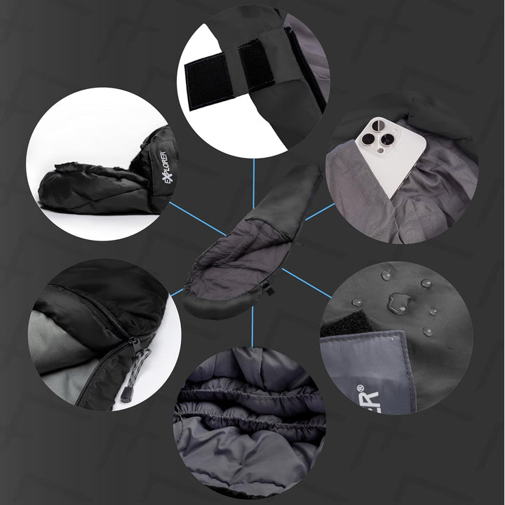 EXPLORER® Tramper 300 Schlafsack -16°C +13°C [300g/m²] 3 Jahreszeiten Leichter Mumienschlafsack für