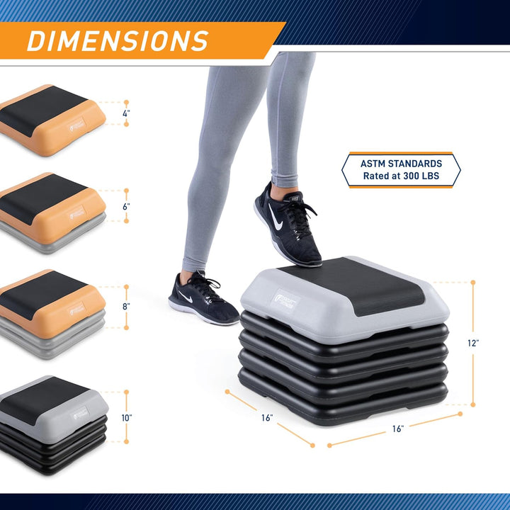 Circuit Fitness by Marcy Aerobic-Stufenbühne mit verstellbaren Erhöhungen, rutschfeste Gummi-Oberflä