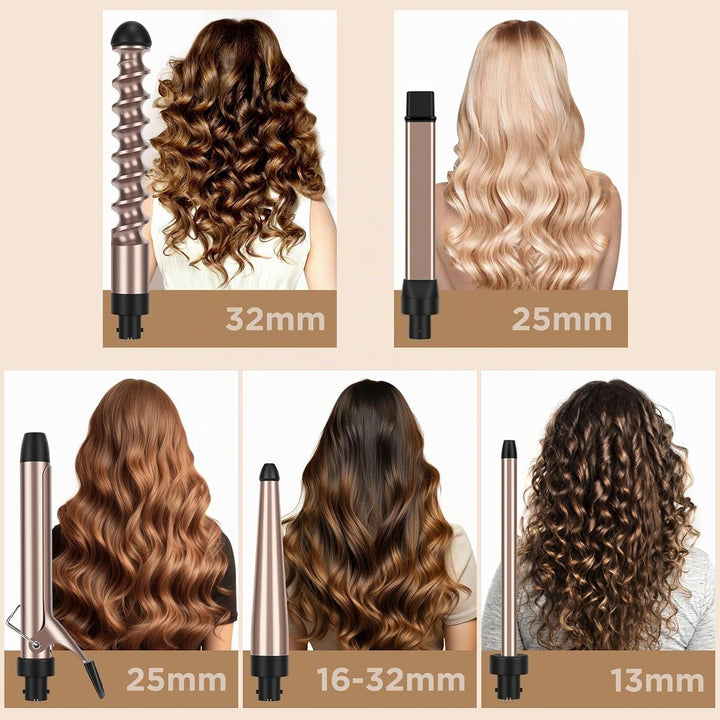 Lockenstab 5 in 1 PARWIN PRO BEAUTY Multifunktions Austauschbare Lockenstab Grosse und Kleine Kit mi
