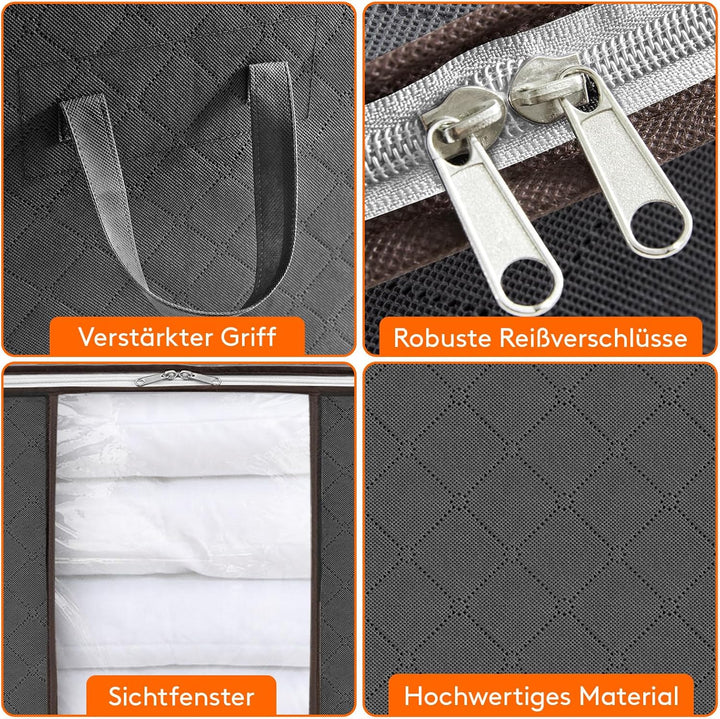 Lifewit 6 Stück Aufbewahrungstasche, Aufbewahrungsbox mit Deckel, 50L Kleiderschrank Organizer Faltb