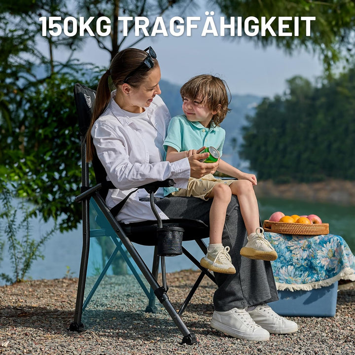 TIMBER RIDGE Faltbarer Campingstuhl 150 kg hohe Rückenlehne Tragbarer Klappstuhl mit Getränkehalter