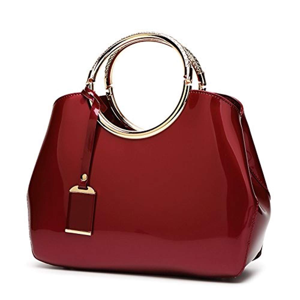 None Brand Damenhandtasche Lackleder Damen Kunstleder Abendtaschen Taschen Rotwein, Rotwein