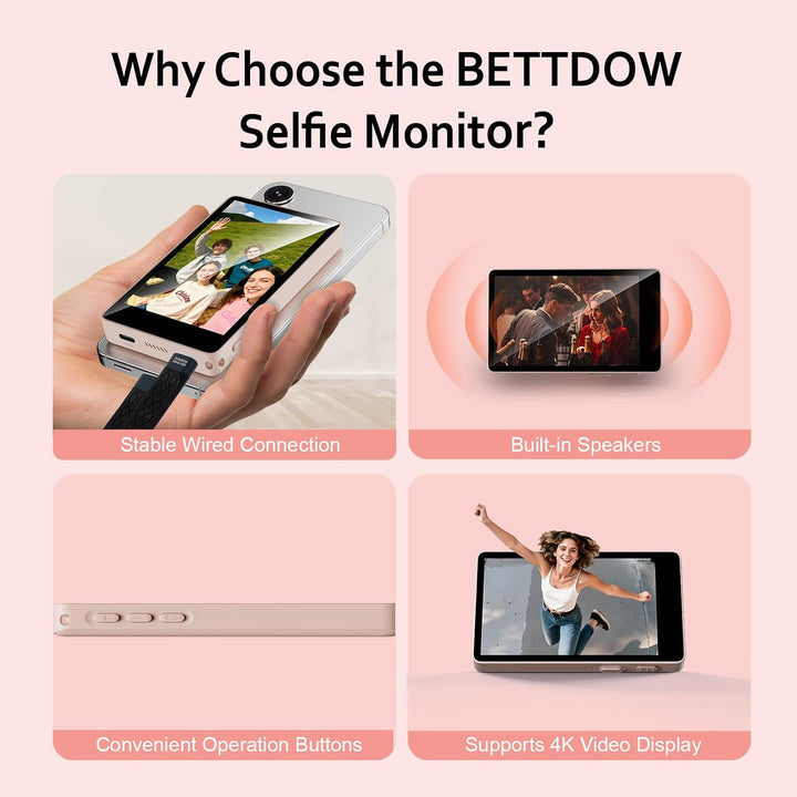 Bettdow Handy Selfie Monitor 3,97“, Magnetischer Smartphone Vlog Bildschirm für iPhone & Android Tel