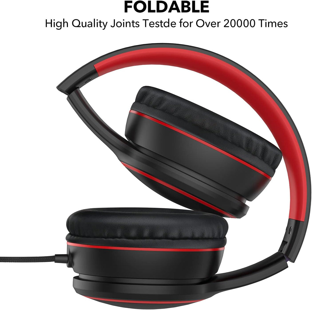 RORSOU R10 Over-Ear-Headphones mit Mikrofon, leichte Faltbare Stereo-Bass-Headset mit 1,5 m Nicht ve