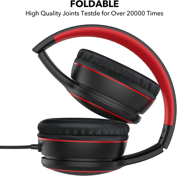 RORSOU R10 Over-Ear-Headphones mit Mikrofon, leichte Faltbare Stereo-Bass-Headset mit 1,5 m Nicht ve