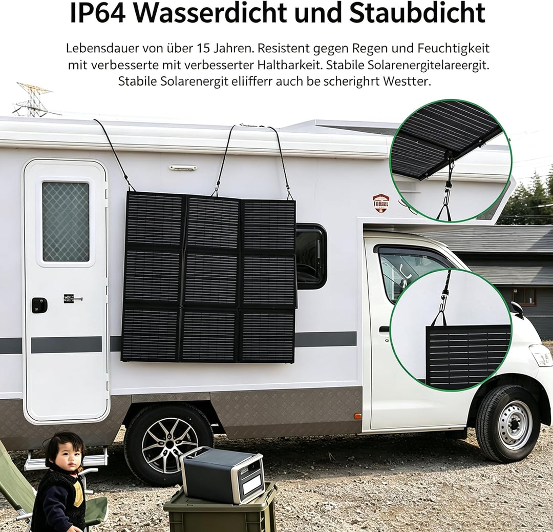 Faltbares Solarpanel 250W Solar-Ladegerät IP67 Wasserdicht und Staubdicht Hohe Ausgangskonversionsef