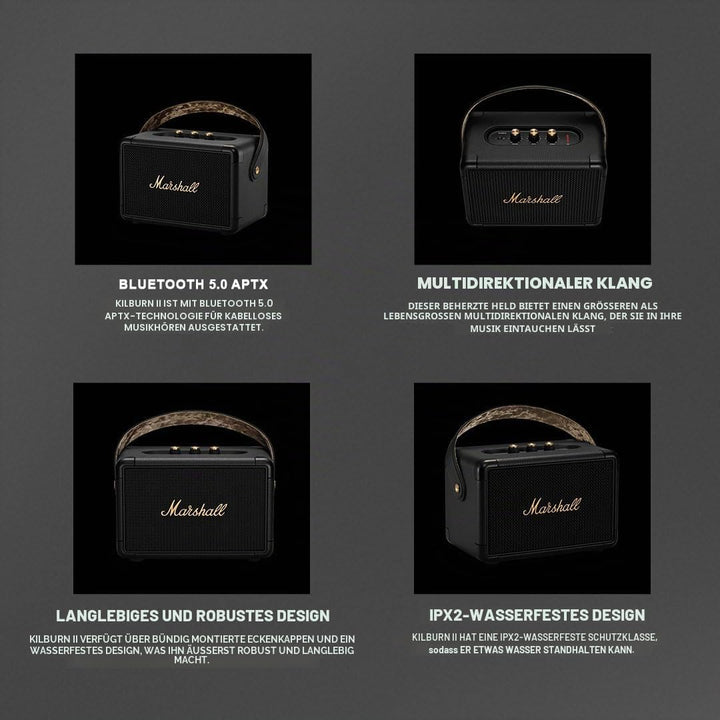 Marshall Kilburn II Bluetooth Tragbarer Wasserabweisend Lautsprecher, Kabelloser - Schwarz und Messi