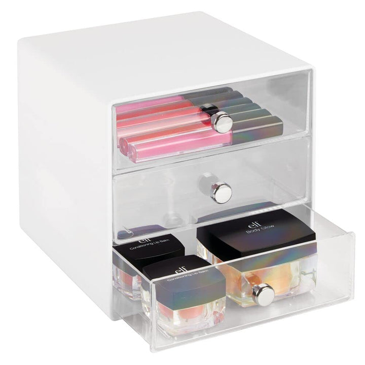 mDesign Schubladenbox aus robustem Kunststoff – praktischer Kosmetik Organizer mit drei Schubladen –