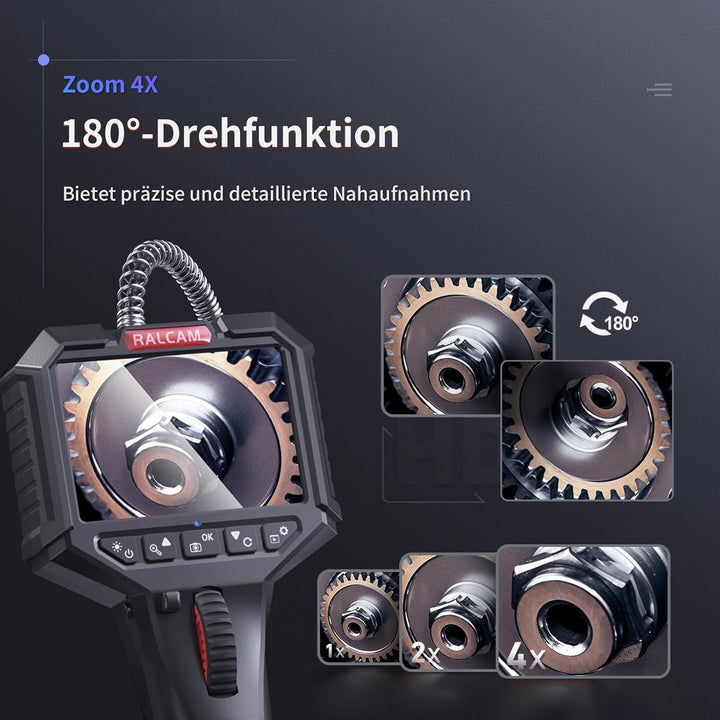 Ralcam Endoskopkamera mit Licht Endoscope Camera - Endoskop 8,5mm Inspektionskamera 3,5" HD 1080P Ro