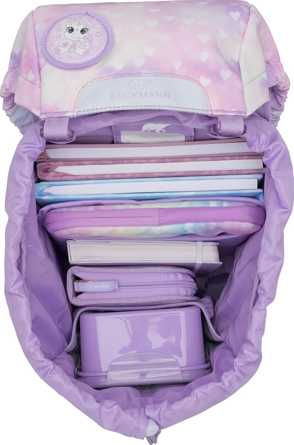 BECKMANN, Schulrucksack-Set Classic, 6-teilig, Grundschule, ergonomisch, inkl. Regenüberzug, 22L Uni