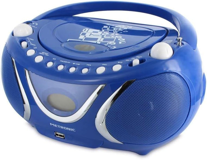 Metronic 477132 Radio CD- MP3 Boombox Square Blau, Blau