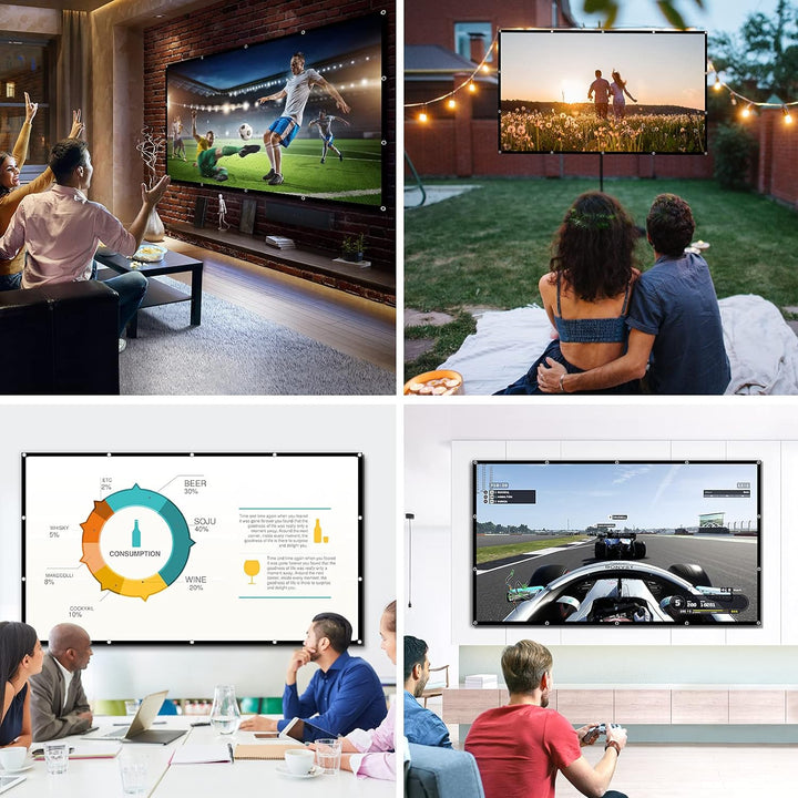 Osoeri Beamer Leinwand 120 Zoll Projektionsleinwand, 16: 9 HD Faltbarer Projektionsschirm Anti-Falte