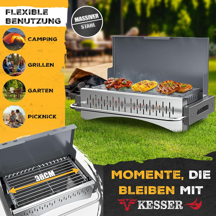 KESSER® Klappgrill tragbarer Camping Grill | Holzkohlegrill aus pulverbeschichtetem Stahl inklusive