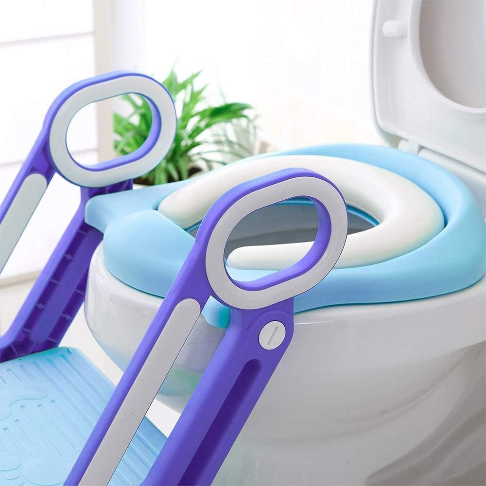 Toilettensitz Kinder mit Treppe, Kinder Toilettensitz Toilettentrainer, Weicher WC Sitz, Faltbar Kin