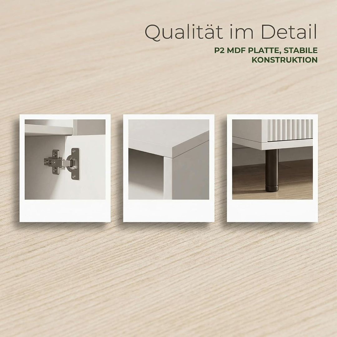 Katzenklo Schrank für 2 Katzen, Weiss, 120 x 50 x 66 cm | MDF, verstecktes Katzenklo Möbel, belüftet