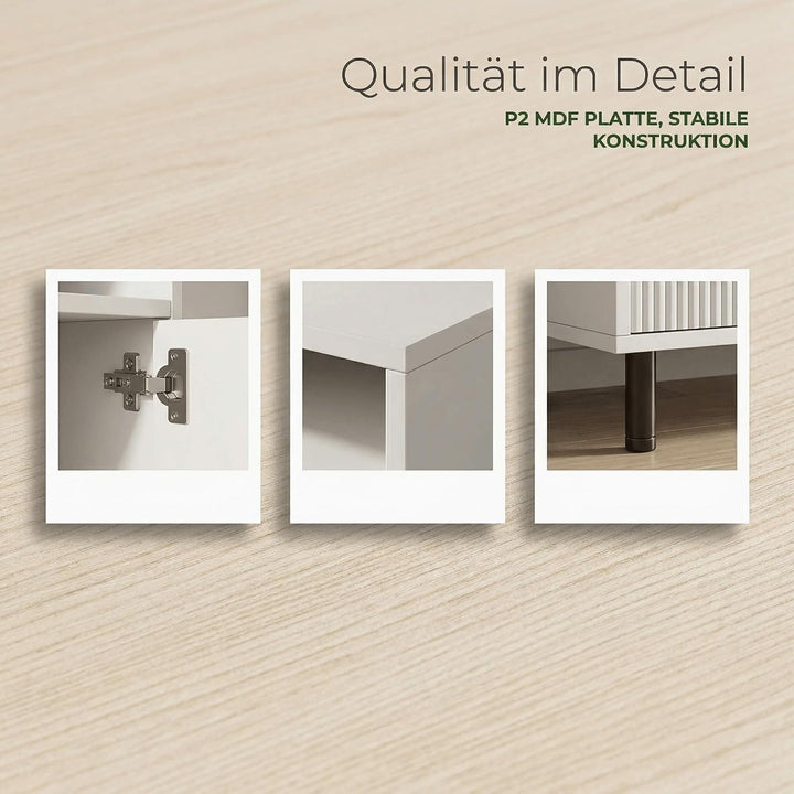 Katzenklo Schrank für 2 Katzen, Weiss, 120 x 50 x 66 cm | MDF, verstecktes Katzenklo Möbel, belüftet