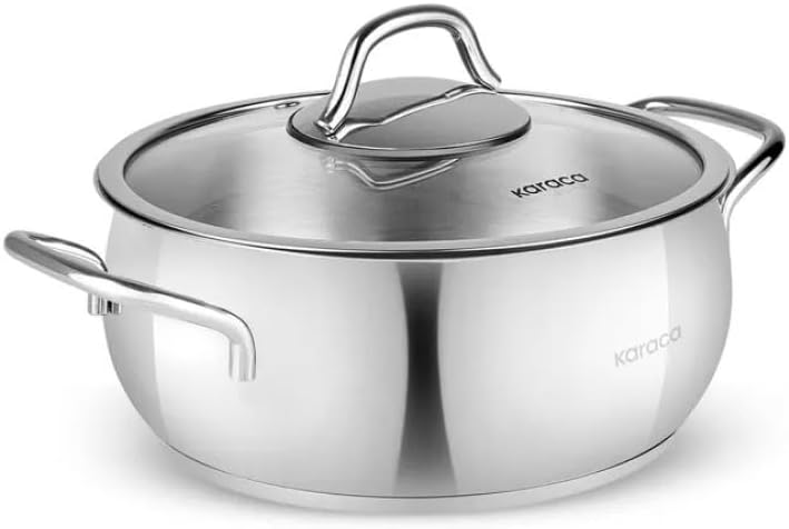 Karaca Emirgan 20 cm Edelstahl-Kochtopf Induktion mit Deckel, 2,85 L, Gleichmässige Wärmeverteilung,