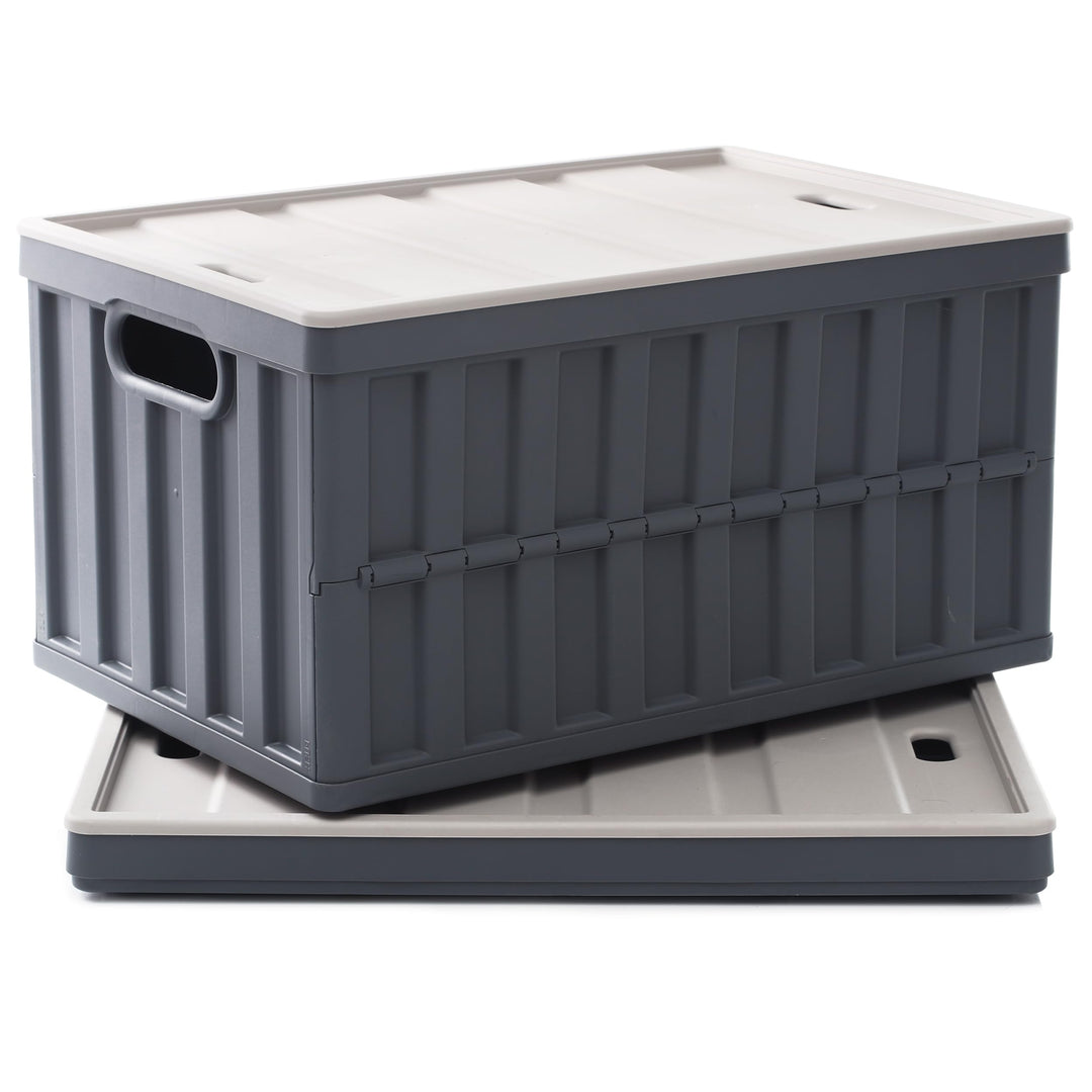 2er Set 64L klappbox Faltbar Stabil Plastik Faltbox, Campingbox Collapsible Transportbox für die Org