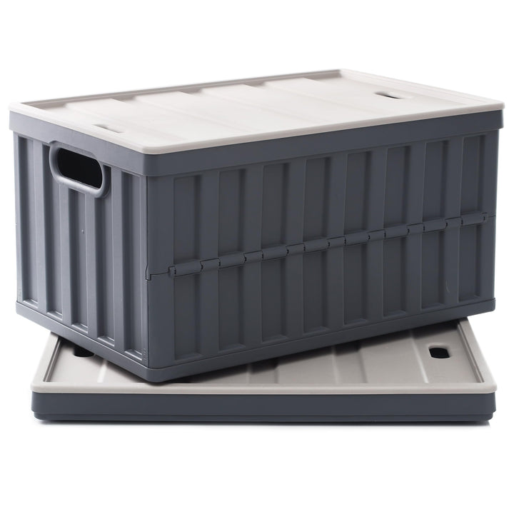 2er Set 64L klappbox Faltbar Stabil Plastik Faltbox, Campingbox Collapsible Transportbox für die Org