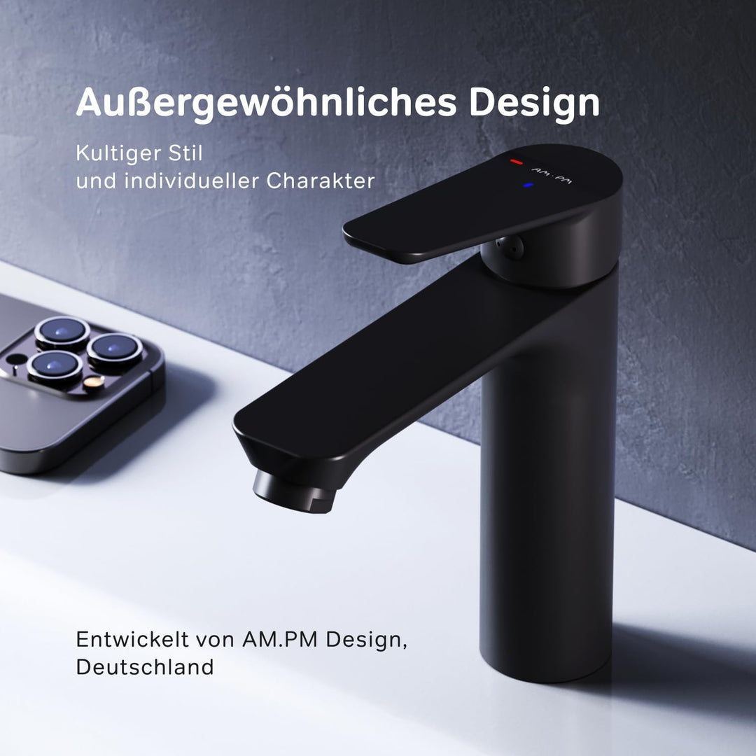 FTA02822 Hit Einhebel-Waschtischarmatur EcoStart (Schwarz matt, standard) ECOSTART Schwarz Schwarz M