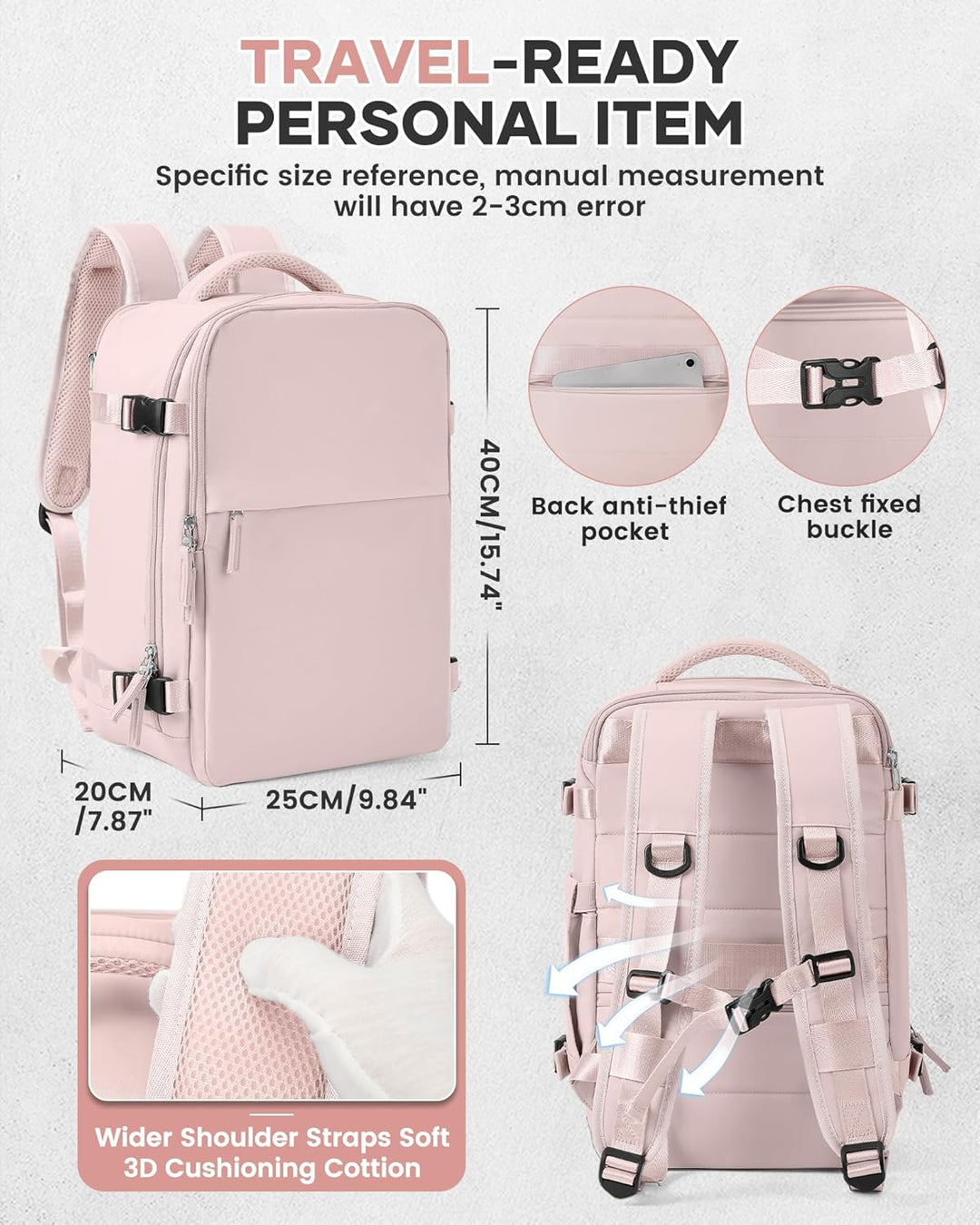 SZSYCN Reiserucksack Ryanair 40x20x25 Handgepäck easyJet 45x36x20 Wasserdichter Schuhfachrucksack fü