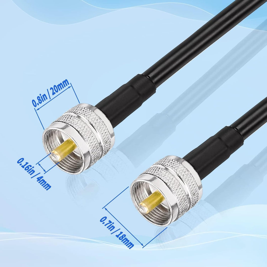 Superbat PL259 Kabel 600cm, RG8X Koaxialkabel mit geringem Verlust und PL-259 UHF Stecker für UHF Du