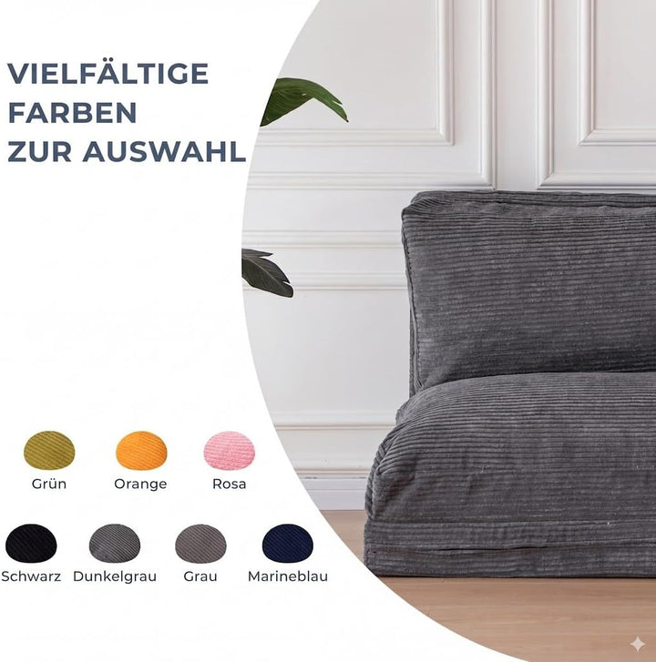 MAXYOYO Faltbarer Samt-Pouf mit Schaumstoffpolsterung, extra dick, 4 Schichten, Bodenmatratze/Sofa f