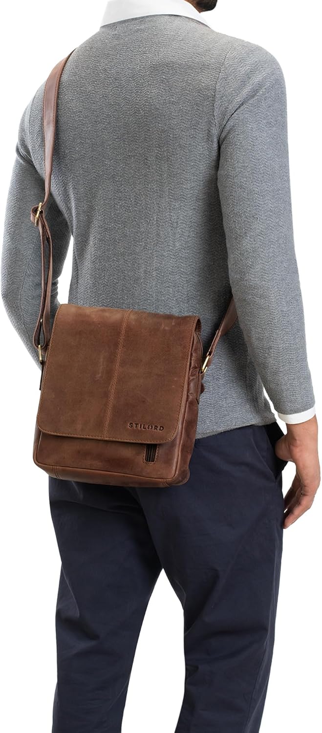 STILORD 'Matt' Ledertasche Männer klein Vintage Umhängetasche Schultertasche Herrentasche für 9,7 Zo