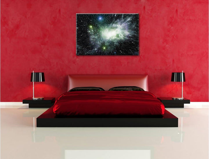 Pixxprint Ferne Galaxie Kunst Buntstift Effekt, Format: 100x70 auf Leinwand, 100x70