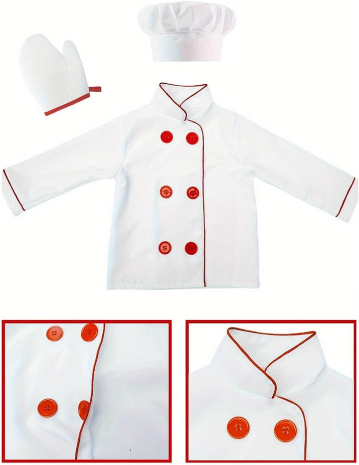 Kinderkoch-Rollenspiel für Karriere Verkleidungsoutfit mit Schürze Kochmütze Topflappen für kreative