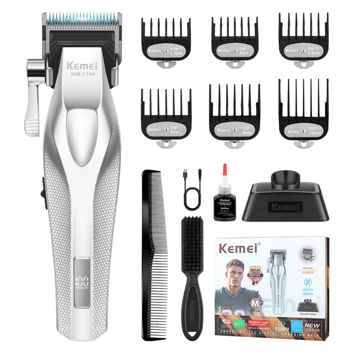 KEMEI KM-1798 Professionelle Haarschneidemaschine für Männer, Schnurloser Bartschneider, Barber Clip