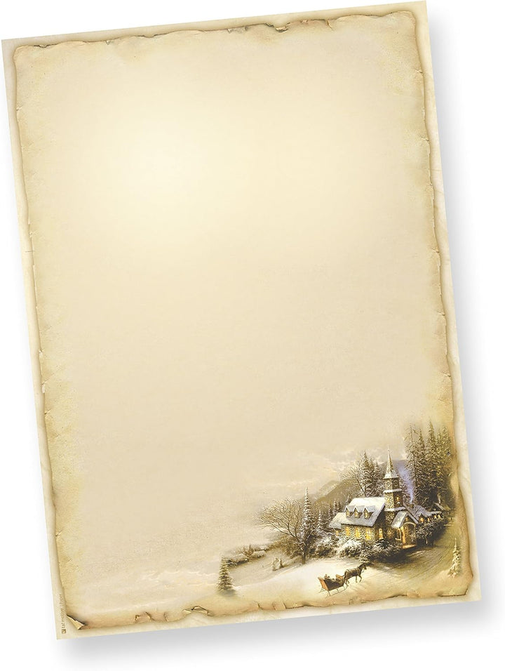 WINTERIDYLLE Weihnachtsbriefpapier (250 Blatt) Weihnachtliches Papier DIN A4 Briefpapier Weihnachten