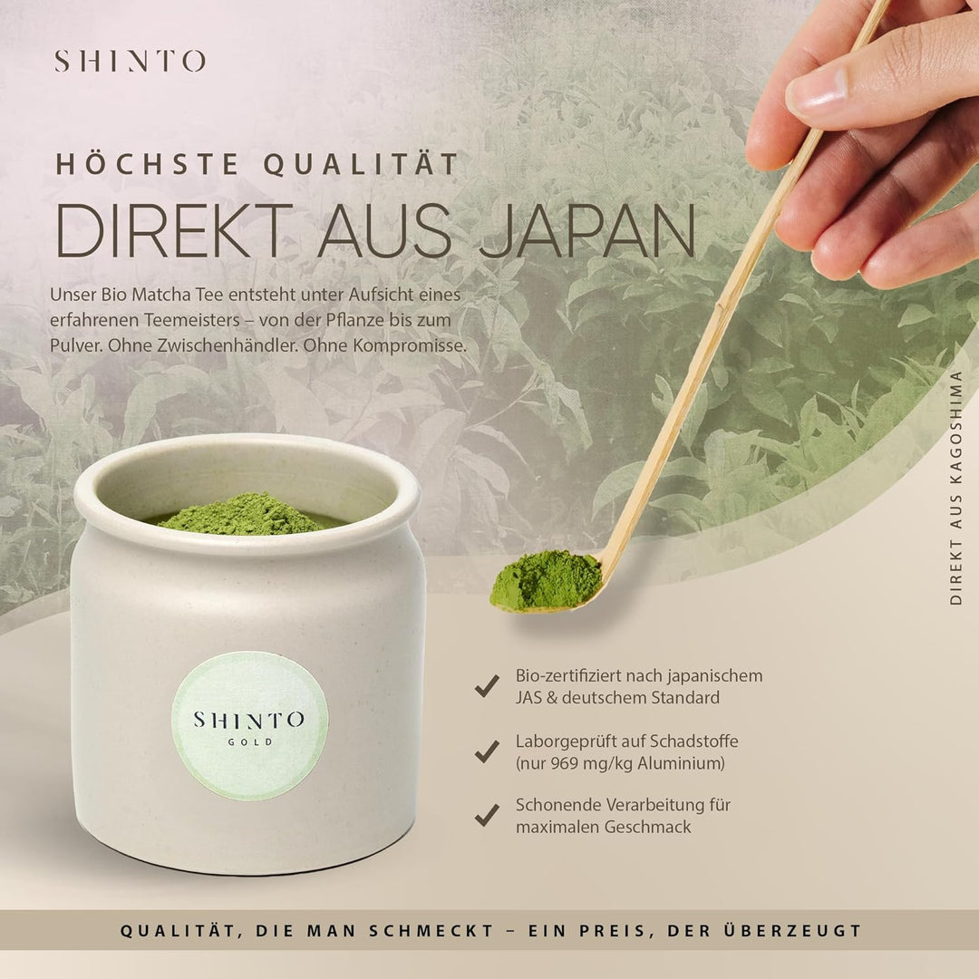 Matcha Tee Set Shinto® Gold - Super Premium Bio Matcha Tee - beschattet & handgepflückt aus Uji Japa