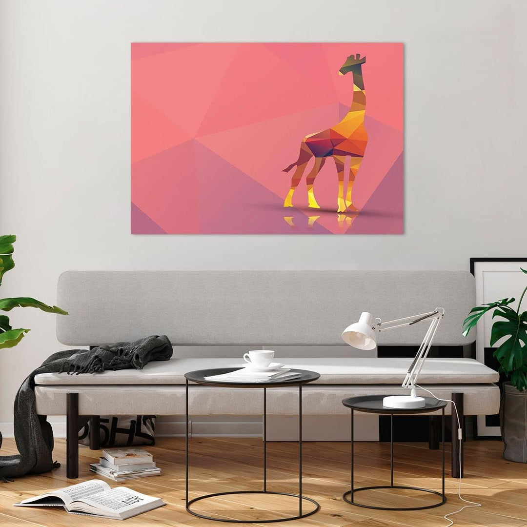 ARTTOR Bilder auf Glas 100x70cm Glasbild Giraffe modern Grafik Gross Wanddeko Bild im Glas Schlafzim