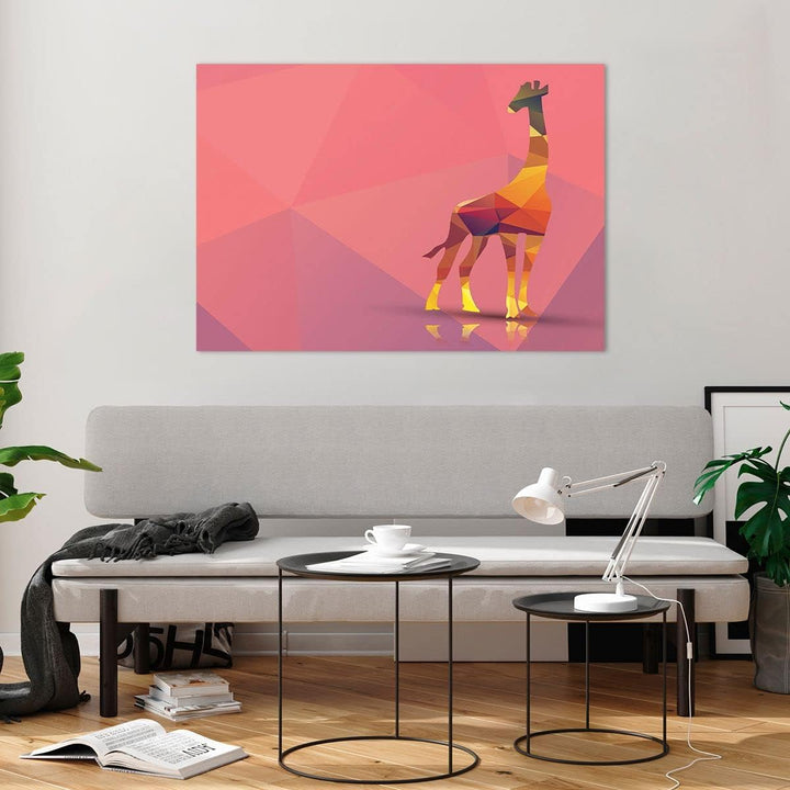 ARTTOR Bilder auf Glas 100x70cm Glasbild Giraffe modern Grafik Gross Wanddeko Bild im Glas Schlafzim