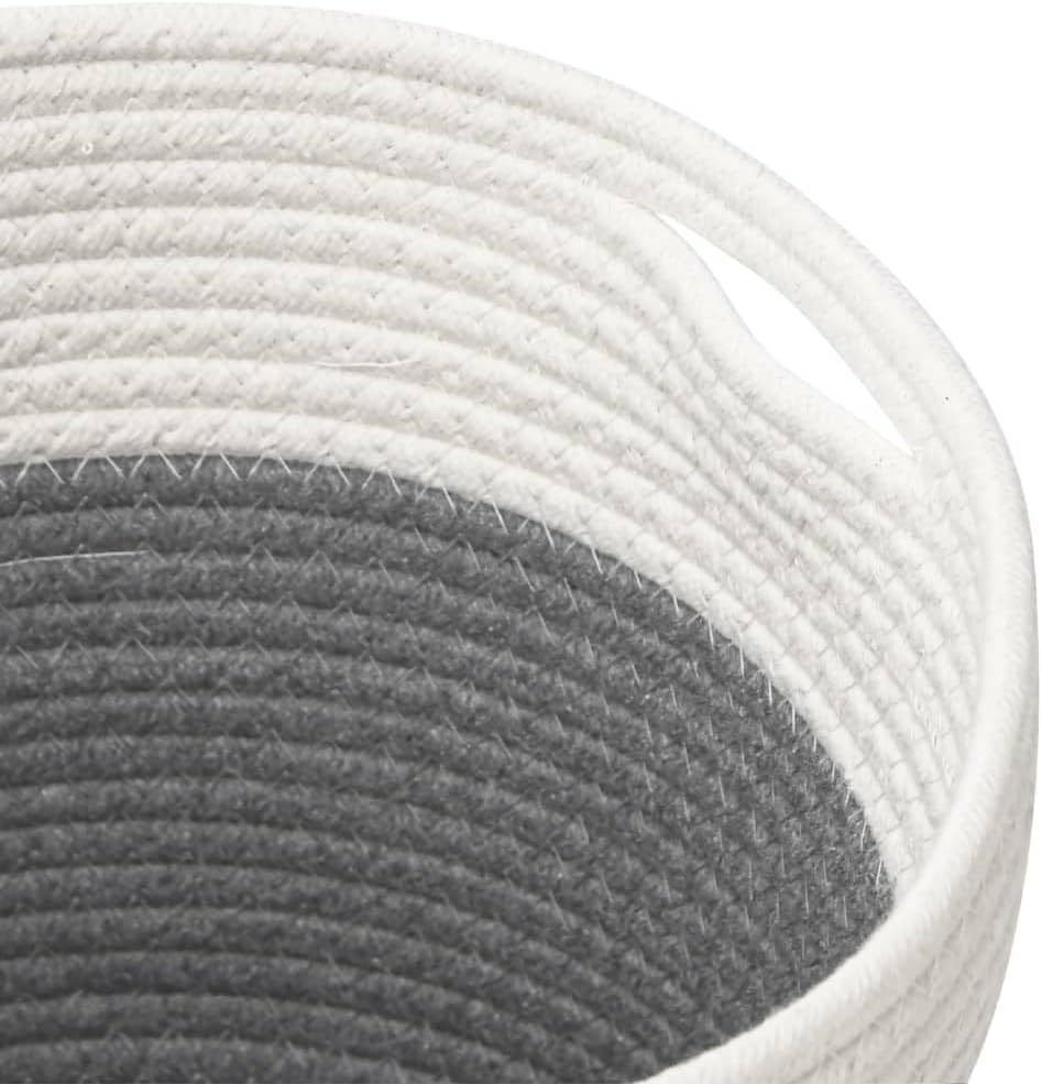 vidaXL Aufbewahrungskörbe 2 Stück Grau und Weiss Ø28x28 cm aus Baumwolle Grau 28 x 28 cm, Grau 28 x