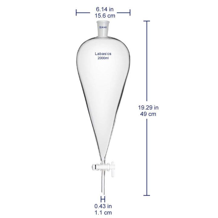 Labasics 60ml Borosilikatglas Konischer Scheidetrichter mit PTFE-Absperrhahn, Separatory Funnel 60 m