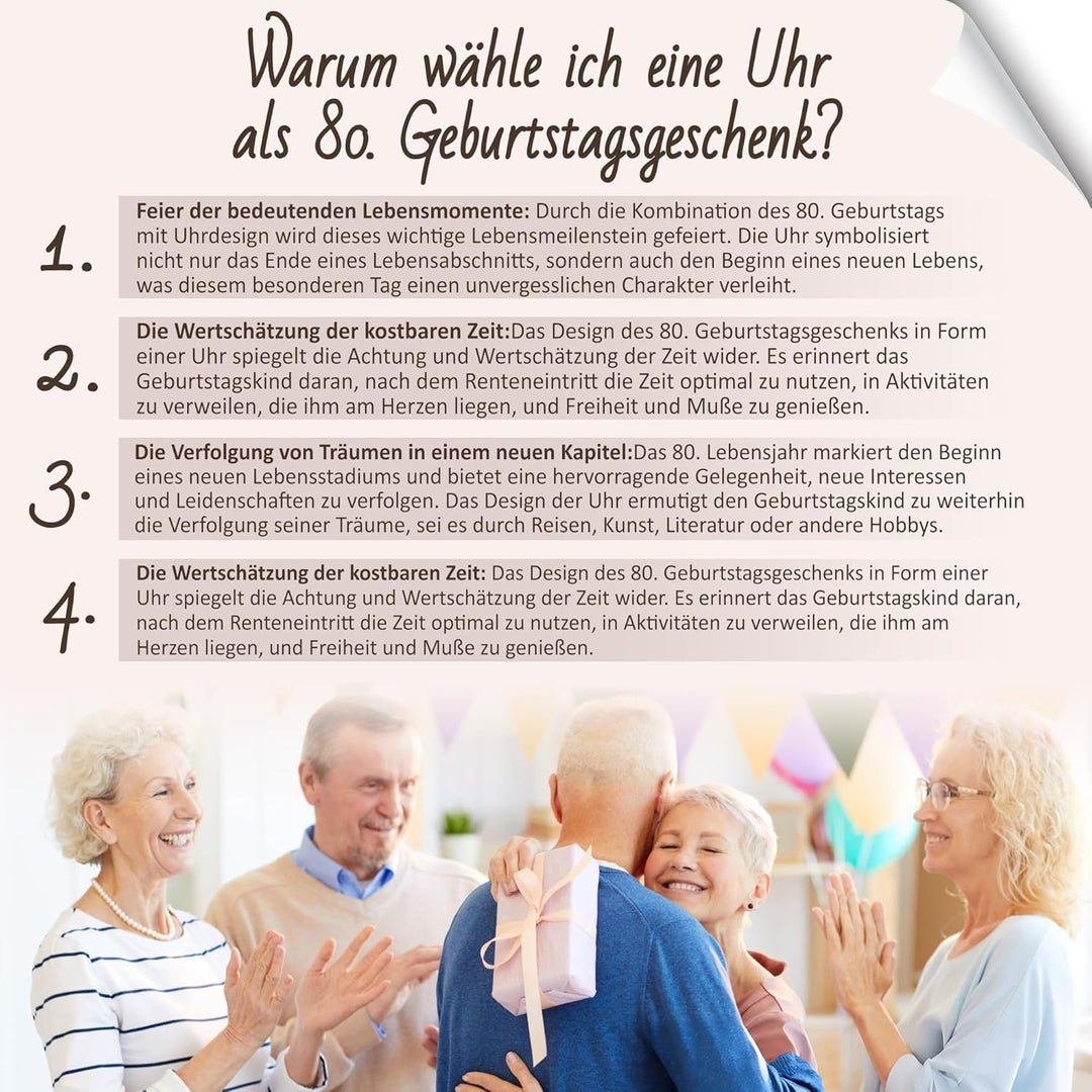 OkiyiD 80. Geburtstag Geschenke für Frauen, Besonderes Geburtstagsgeschenk - Quarzuhr Tischuhr, Cool