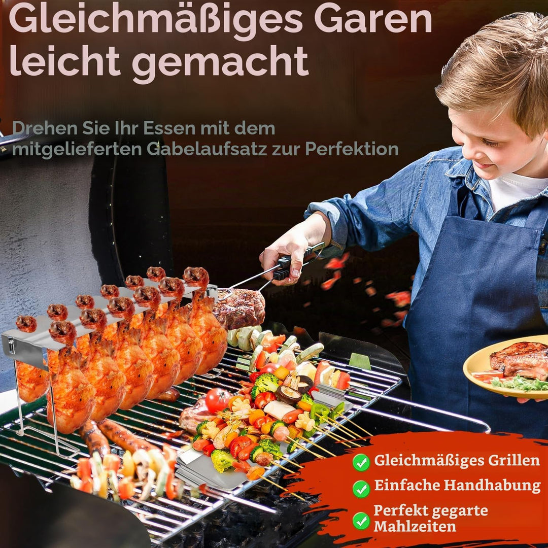 Hähnchenschenkel Halter Grill Zubehör für Backofen &amp; Grill, Hähnchenkeulenhalter mit Auffangschale,